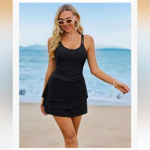 Arolina Women's One-Piece Swim Dress Tummy Control Modest Swimsuit with Swim NEW - Picture 14 of 16